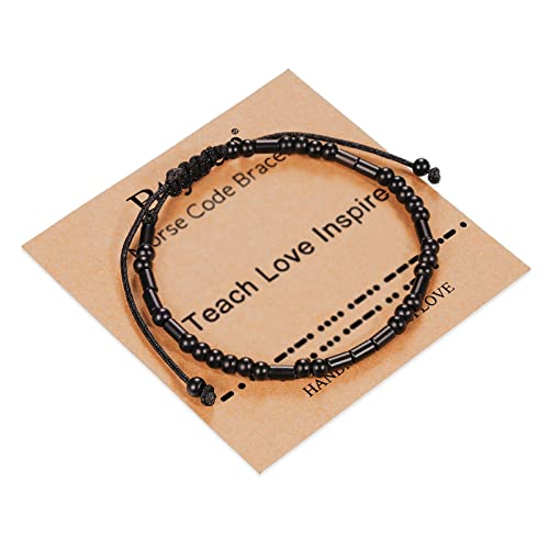 Image of Morse Code Bracelets for Women Inspirational Gifts for Her Adjustable Black Adjustable Braided Men Bracelets Motivational Best Friend Birthday Gifts for Sister Daughter Mom Dad Christmas Jewelry