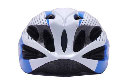 Image of JJ Jonex Adjustable Cycling & Skating Helmet with Detachable Visor | Light Weight | Adjustable Strap with Comfortable Chin Padding | Blue | Medium Size | (Blue-White, Small)