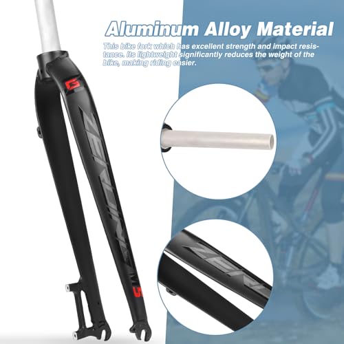 MEGHNA Bike Rigid Front Fork Aluminium Alloy Lightweight Universal for 26/27/5/29" Mountain Bike Disc Brake 28.6mm Threadless Straight Bicycle Front Fork