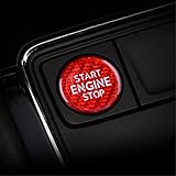 M.JVisun Red Ignition Starter Switch Sticker for Volkswagen Bora Lamando Passat Phideon Sagitar Teramont for Tiguan L for Touran for Skoda Kamiq Start Stop Engine Button Cover Genuine Carbon Fiber