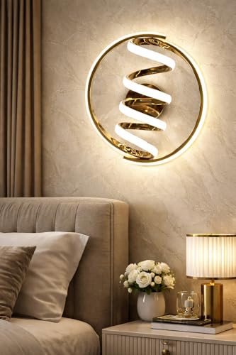Image of Modern Spiral Round Ring Design 3 Different Color Mode Changing (Wh /WW /NW) Energy Saving Led Wall Lamp for Bedroom, Living Room, Restaurants, Dining, Coffee Shop,Home Etc