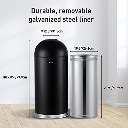 Eko Black Steel 56L Round Open Top Eternal Commercial Trash Bin #TOP1