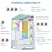 SAMA V50 Mid Tower Gaming PC Case with Dual Tempered Glass, 4×ARGB PWM Fans, High Airflow Chassis with 360mm Radiator Support, USB-C Port, Easy Cable Management – White