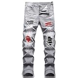 AITITIA Men's Ripped Regular Fit Stretch Jeans (34, 6623 Grey)