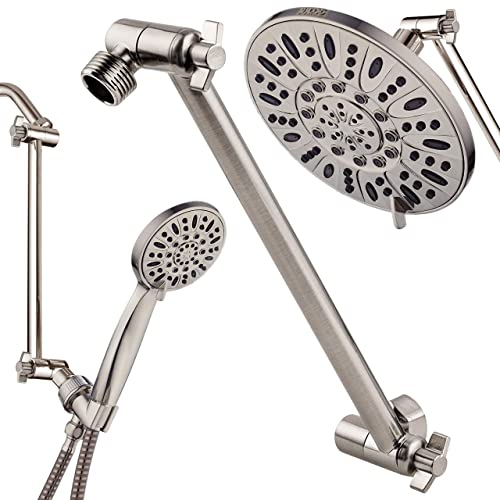 Hotel Spa 11" Solid Brass Adjustable Shower Extension Arm With Lock Joints. Lower Or Raise Any Rain Or Handheld Showerhead To Your Height & Angle / 2-Foot Range – Universal Connection, Brushed Nickel #TOP23