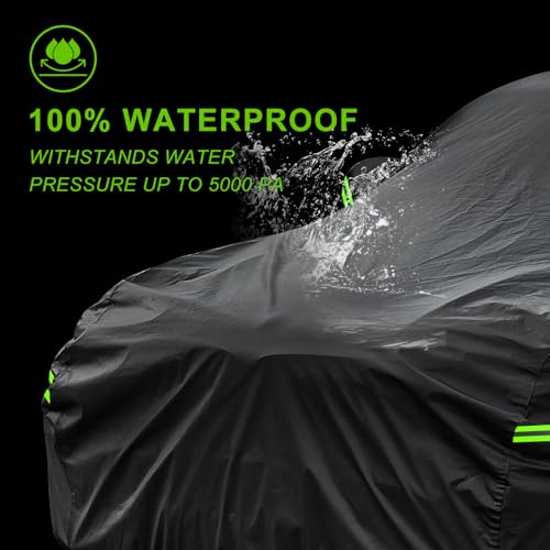Image of KouKou Waterproof SUV Car Cover Suitable for Kia Sorento from 2002 to 2025, 7 Layers Windproof All Weather Waterproof Outdoor Cover Sun Rain UV Dust Snow Protection. Black