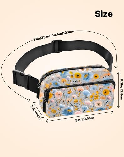Image of Flower Fanny Pack for Women Belt Bag Fashion Everywhere Waist Pouch Lightweight Crossbody Bags with Adjustable Strap