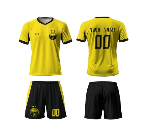 WeiaiziY Camiseta de fútbol personalizada para niños, camiseta personalizada con nombre y número propios, logotipo del equipo, regalo de cumpleaños para niños, hombres, niños, 100% poliéster