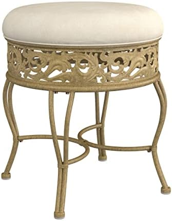 Hillsdale Villa III Upholstered Backless Vanity Stool, Antique Beige
