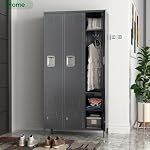 Metal Storage Locker with 3 Big Doors & 3 Small Doors, Lockers for Employees with Hooks for School Garage Office Gym Bedroom,Assembly Required,Dark Grey - Image 2