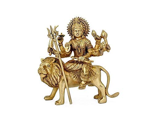 Radhika Poojan Bhandar Metal Shri Maa Durga Idol, 3 Inch, Gold