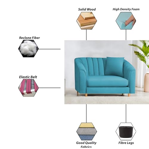 Image of Casaliving Doraldo 1 Seater Sofa Set for Living Room (Turquise Colour) Premium Fabric Sofa