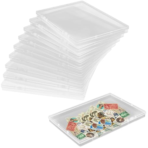 Nsmykhg A5 Clear Project Case 10 Pack Scrapbook Paper & Photo Storage Box Plastic File Organizer Document Case & Magazine Protectors A5 Stamp & sticker Storage Box 8.6x6.1x0.7 Inches