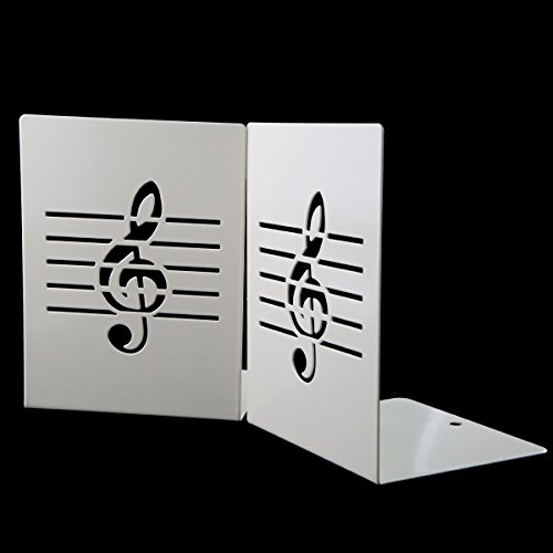 Unique Music Notes Book Stands Metal Bookends For Kids School Library Desk Study Home Office Decoration Gift(White) #TOP2