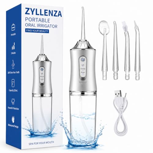 Image of Oralfree Portable Oral Irrigator Water Flosser for Teeth Cleaning, Rechargeable Cordless Dental Flosser with 3 Cleaning Modes, 220ML Water Tank, Waterproof USB Charging Oral Care Device for Adults & Kids (Multi)