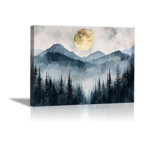 Peinture paysage montagnes pour habiller un grand mur vide de salon moderne
