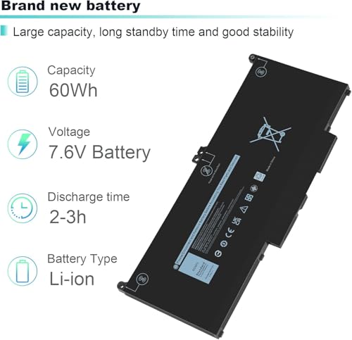 Image of MXV9V Battery for Dell Latitude 5300 5310 7300 7400 E5300 E5310 E7300 E7400 Series, Latitude 5300 5310 2-in-1,for dell inspiron 7300 /7306 2-in-1 Black Series P96G P97G P99G P100G 5VC2M 829MX (MXV9V)