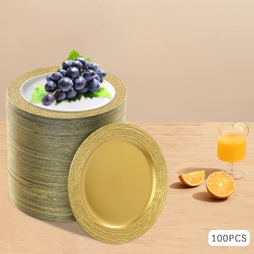 100 Platos Dorados Decorativos Redondos 13 Pulgadas miniatura 3