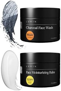 Lumin - Dynamic Duo - Skin Care kit for Men - Includes: Charcoal Face Wash Daily Detox & Daily Face Moisturizer,Suitable for all skin types, Daily Use, Two Month Supply