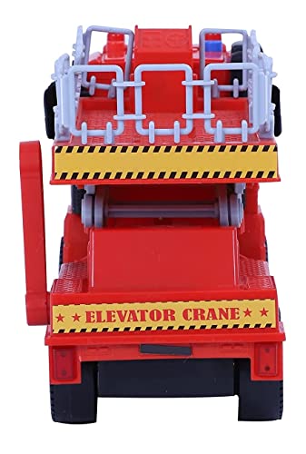 Image of Friction Powered Fire Rescue Excavator Truck Toy for Kids Boys Girls Unbreakable Rescue Crane Elevator with Light Music Pull Back Vehicle (Multicolor)