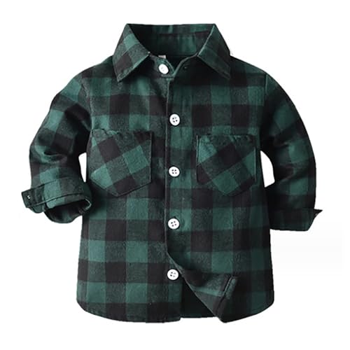 Toddler Boys' Girls' Plaid Shirt Button Down Long Sleeve Jacket Lapel Shacket Coat Tops Spring Casual Outwear