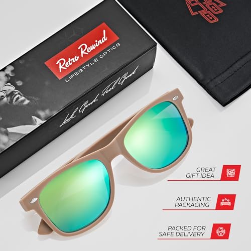 Image of Retro Rewind Polarized Sunglasses for Women Men - UV400 Classic Square Vintage Shades Trendy Unisex Sun Glasses