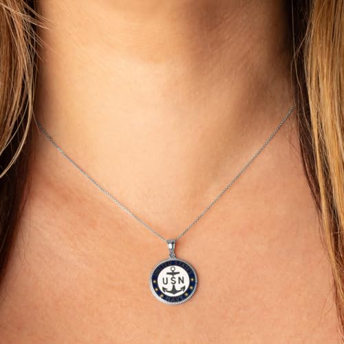 Claddagh Gold .925 Sterling Silver United States Navy Emblem Officially Licensed Medallion Pendant Necklace and Pendant Only3