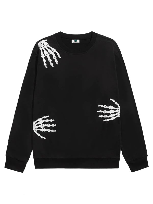 sxv style SXV 'Hand Skeleton 3’ Printed Cool Aesthetic Drop Shoulder Oversized Sweatshirt-picture-40