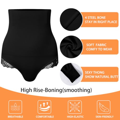 Image of Werena Tummy Control Thong Shapewear for Women High Waisted Body Shaper Panties Shaping Thong Girdle Underwear