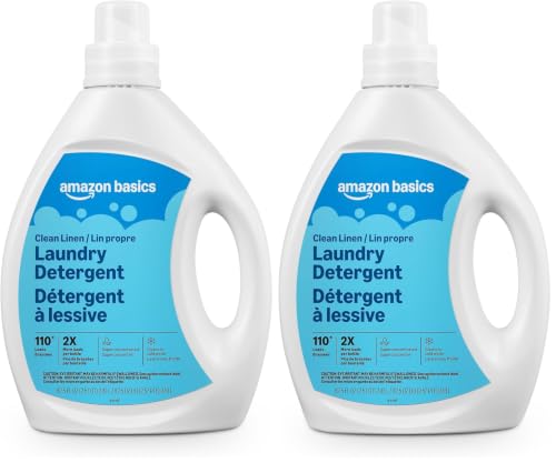 Image of Amazon Basics Laundry Detergent Liquid, Concentrated, Clean Linen, 110 Loads, 82.5 Fl Oz, Pack of 2 (Previously Solimo)