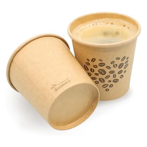 ECODESIGN-US 200 Pack Disposable Coffee Cups - 4 Oz Espresso Cups - Kraft Unbleached Paper Compostable Cups for Home Office or Party Cover