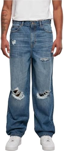 Urban Classics Herren Distressed 90‘s Jeans mid Deepblue Destroyed Washed, 30