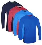 Packung mit 4 Sonderangeboten FULL TIME SPORTS® Tech 4 Pack Assorted Langarm-, Kurzarm Casual Top Multi Pack Rundhals Herren T-Shirts (Combo # 8) - (4 Pack - Dunkelblau-Hellblau-Wein-Marine, Medium)