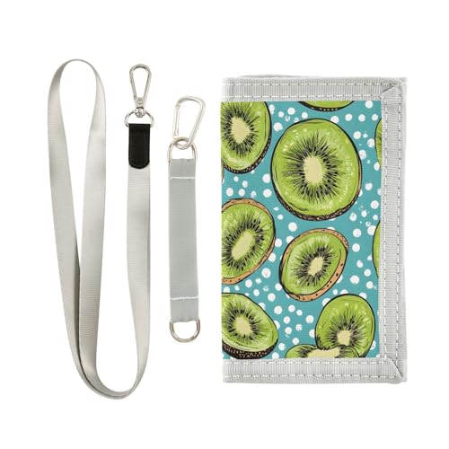 FOLIOSA Anime Kiwi Fruits Kids Wallet for Boys Girls Youth, Compact Fabric 4.9×2.9 in