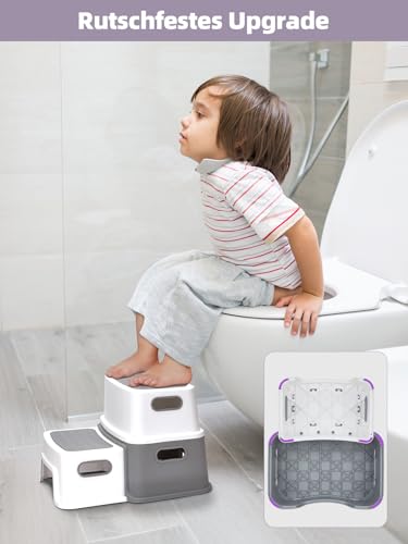 HOUSE DAY Taburete infantil de 2 niveles (25 cm de alto) con patas antideslizantes para baño, inodoro y taburete antibasculante - imagen 3