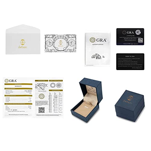 Sheborn 2 Ct Moissanite Rings For Women 3 Stone Band Moissanite Engagement Ring 925 Sterling Silver 18K White Gold Plated Ring D Color Vvs1 Round Cut Moissanite Rings Anniversary Wedding Ring Promise Ring For Her #TOP6