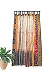 RAJBHOOMI HANDICRAFTS Home Decorative Silk Sari Curtains - Unique Patchwork Design - Light Filtering Window Panels for Living Room and Bedroom - 84 inch Length,(Multi Color)