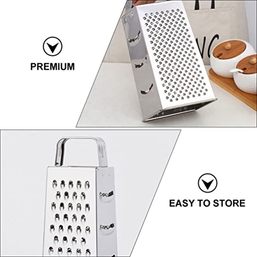 Hemoton Stainless Steel Box Grater 4 Sided Cheese Grater Vegetables Slicer Fruit Shredder Zester With Grip Handle Kitchen Gadgets For Potato Ginger Food 8 Inch #TOP2