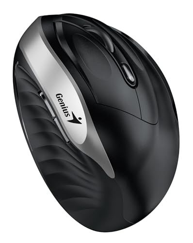 Genius Souris Ergonomic WIR Ergo 8250S Verticale + POUSSEUR Argent GRIY/Blak