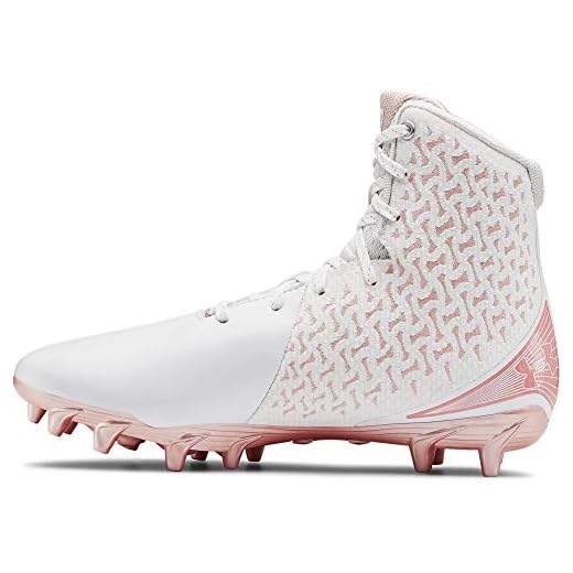 Under Armour Women's Highlight MC Lacrosse Shoe, White (105)/Metallic Rose Gold, 6