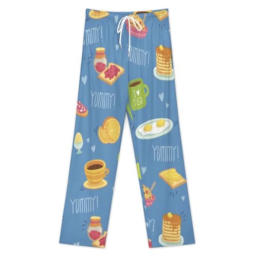 Avocado Sandwich Drink Pattern Comfy Pajama Pants Adjustable Sleepwear Beach Pants for Men3