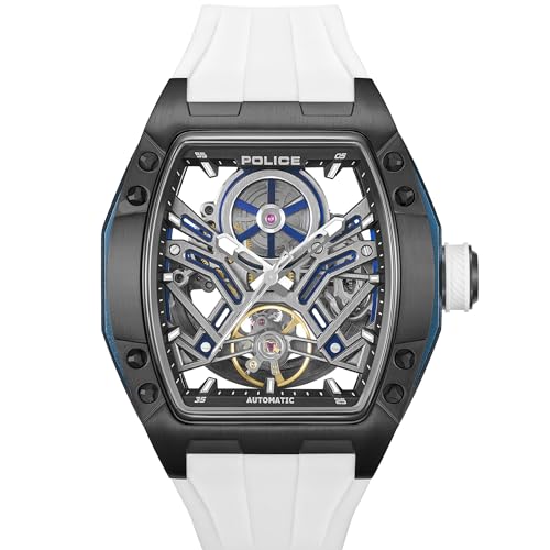 Image of Police Tampa 42mm Men's Automatic Black /Blue Dial with White Silicon