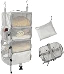 TABITORA Travel Luggage Organizer insert Hanging Packing Cubes for Suitcase Carry on Closet Hanging Shelves Folding