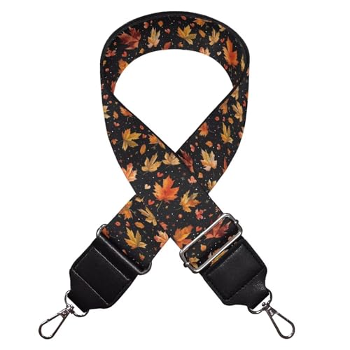Image of Talayituse Maple Leaf Heart Print Shoulder Strap Wide Purse Bag Strap Thanksgiving Decoration Adjustable Replacement Belt Luggage Crossbody Shoulder Bag Strap for Women Girls