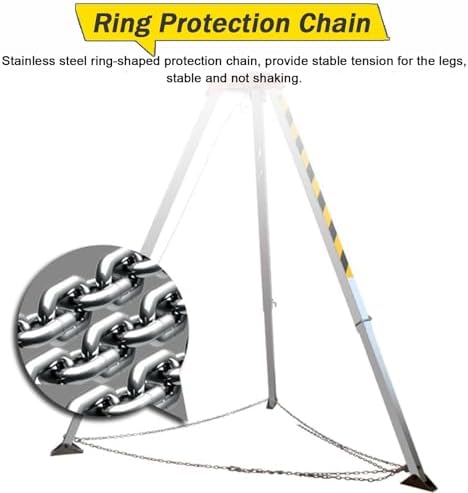 Confined Space Equipment Adjustable Commercial Firefighting Rescue Tripod with Self-Locking Device，Emergency Fall Arrest Kit - Aluminum Rescue Tripod System for Confined Spaces Deep Well Saf