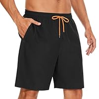 YUTYTH Men’s Swimming Shorts Swim Trunks Waterproof Quick Dry Beach Shorts Surfing Board Shorts with Mesh Liner and Pockets Black