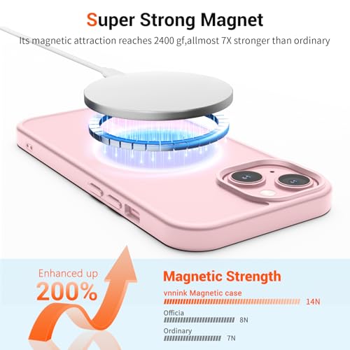vnnink for iPhone 15 Case,iPhone 14/iPhone 13 Case, Magnetic Matte Military Grade Drop Protection Translucent Cell Phone Cover,Rugged Shockproof Cover,Light Pink - image 4