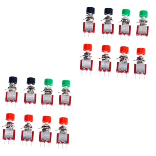Bouton poussoir momentané Healvian : lot de 16 interrupteurs métalliques auto-réinitialisables