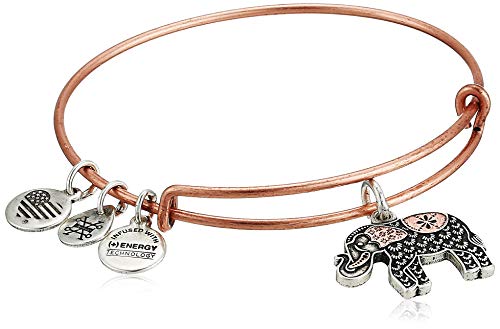 Alex and Ani Replenishment 19 Women's Elephant III Charm Bangle Two Tone, Rafaelian Rose Gold