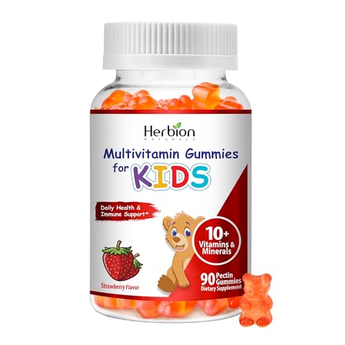 HERBION Naturals Multivitamin Gummies for Kids, Immune Support with Vitamin C, D3, B12, A, E & Zinc,...